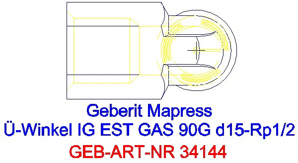 GE Mapress Edelstahl Übergangswinkel 90Gr mit IG (Gas) d15-Rp1/2_34144_G