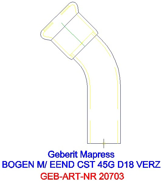 GE Mapress C-Stahl Bogen 45Gr mit Einschubende d18 verzinkt_20703_A