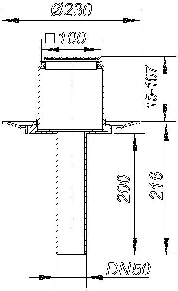 DALLMER Balkonablauf 84 E, DN 50, 100 x 100 mm