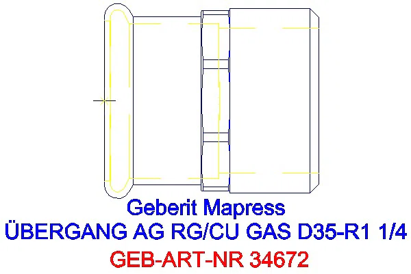 GE Mapress Kupfer Übergang mit AG (Gas) Rg d35-R1 1/4_34672_G