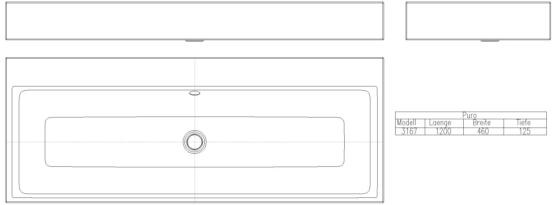 KALDEWEI PURO WANDWASCHTISCH 1200x460x120 mm, Modell-Nr: 3167