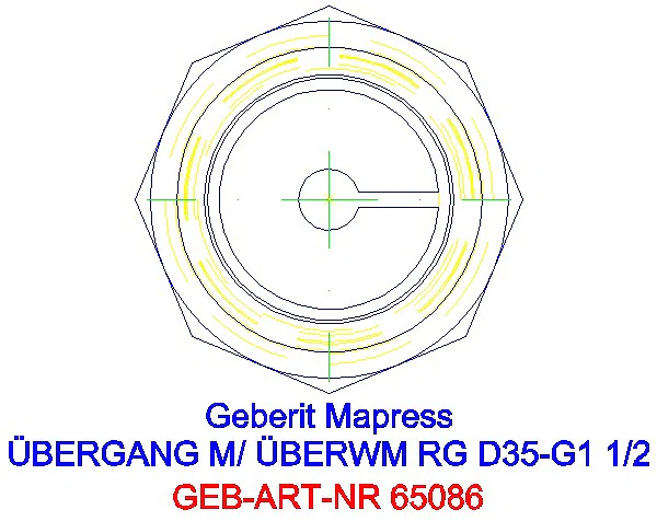GE Mapress Kupfer Übergang mit Überwurfmutter Rg d35-G1 1/2_65086_L
