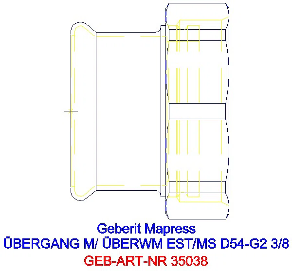 GE Mapress Edelstahl Übergang mit Überwurfmutter d54-G2 3/8_35038_G