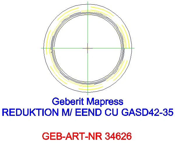 GE Mapress Kupfer Reduktion mit Einschubende (Gas blau) d42-28_34626_A