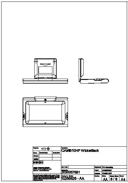 Wickeltisch, CAMBRINO, PP weiß, klappbar, offen 860x480x570 mm, CAMB10HP