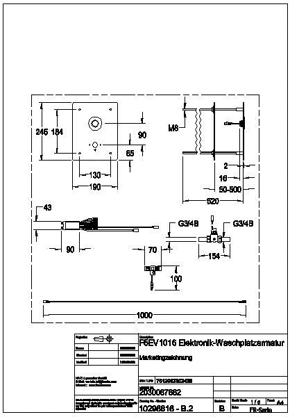 Wascharmatur, F5, elek., o. Mischung, Hinterwandmontage, 24 VDC, F5EV1016