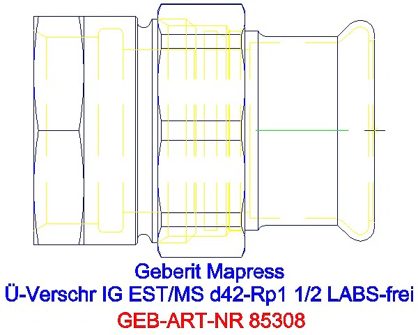 GE Mapress Edelstahl Übergangsverschr. mit IG (LABS-frei) d42-Rp1 1/2_85308_G