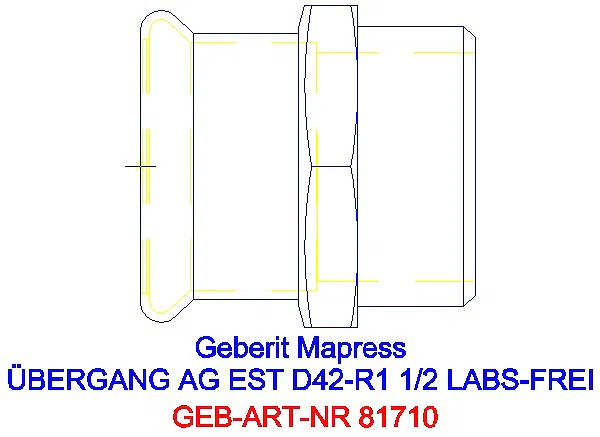 GE Mapress Edelstahl Übergang mit AG (LABS-frei) d42-R1 1/2_81710_A