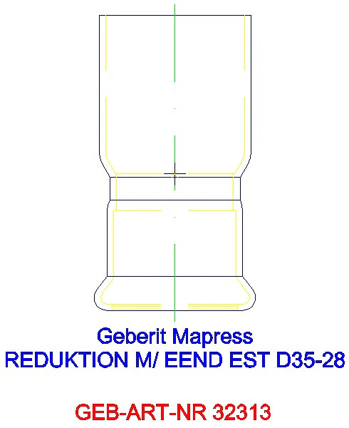 GE Mapress Edelstahl Reduktion mit Einschubende d35-28_32313_G