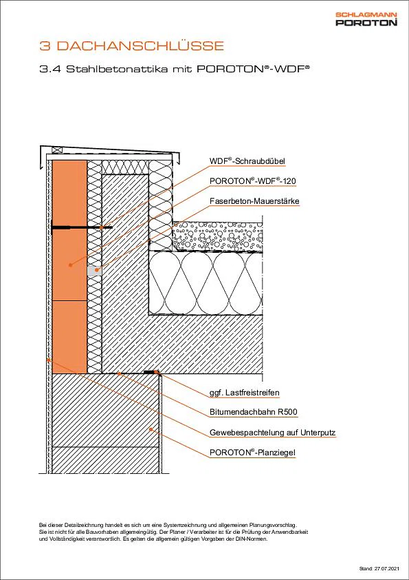 Stahlbetonattika mit POROTON®-WDF®