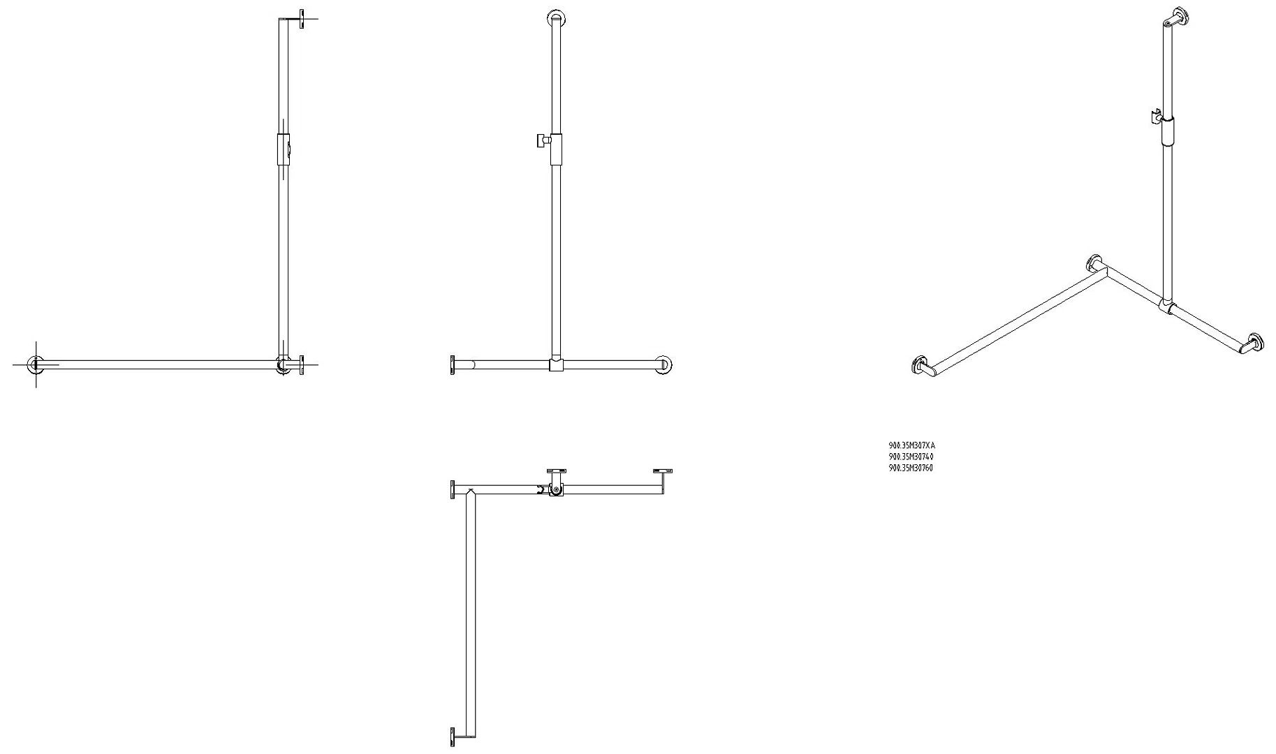 HEWI DUHA,d:32,li,A1:1250,W1:765,W2:965, plvb, Br.H.mag. weiß tiefmatt