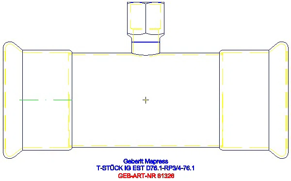 GE Mapress Edelstahl T-Stück mit IG (LABS-frei) d76.1-Rp3/4-76.1_81326_A