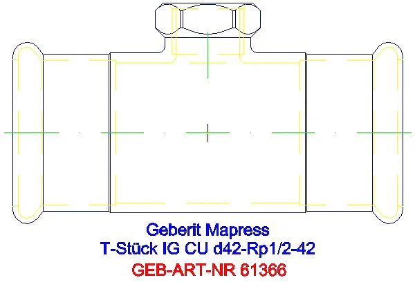 GE Mapress Kupfer T-Stück mit IG d42-Rp1/2-42_61366_A