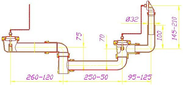 DALLMER Ab- und Überlauf-Set 023 U, 2 Ketten, 1 1/2"