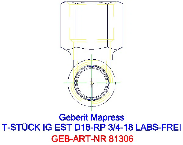 GE Mapress Edelstahl T-Stück mit IG (LABS-frei) d18-Rp3/4-18_81306_L