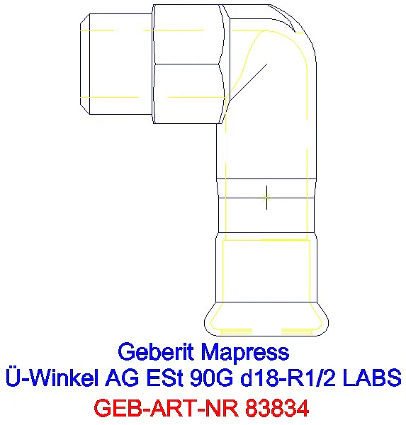 GE Mapress Edelstahl Übergangswinkel 90Gr mit AG (LABS-frei) 90G d18-R1/2_83834_A