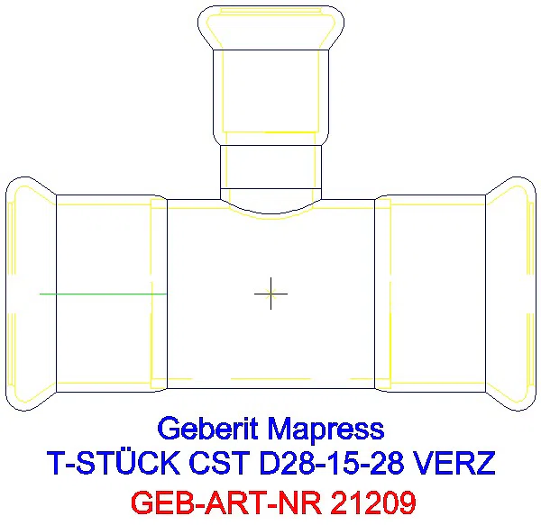GE Mapress C-Stahl T-Stück reduziert d28-15-28 verzinkt_21209_A