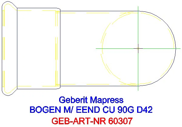 GE Mapress Kupfer Bogen 90Gr mit Einschubende d42_60307_G