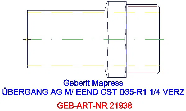 GE Mapress C-Stahl Übergang mit AG und Einschubende d35-R1 1/4 verzinkt_21938_A