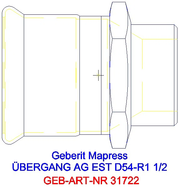 GE Mapress Edelstahl Übergang mit AG d54-R1 1/2_31722_A