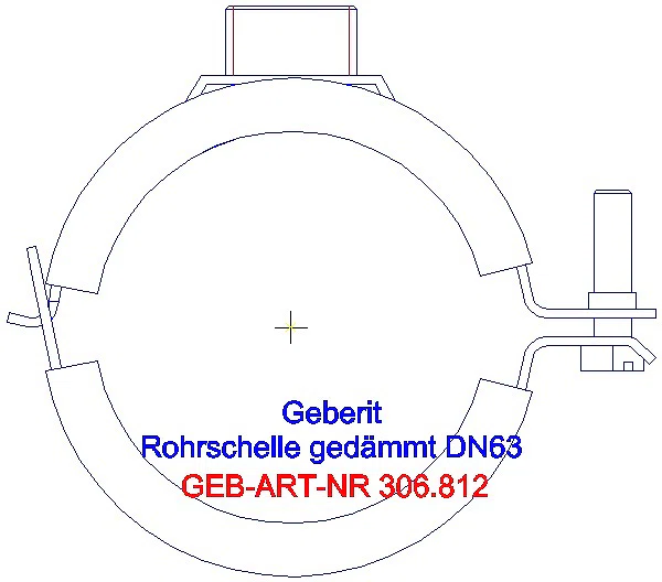 GE Silent-db20 Rohrschelle gedämmt mit Gewindemuffe M10 / G1/2 d63_306.812.26.1_A