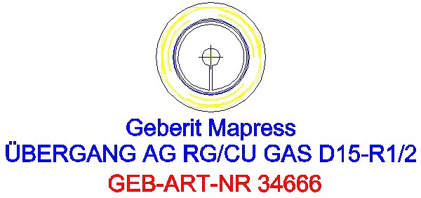 GE Mapress Kupfer Übergang mit AG (Gas) Rg d15-R1/2_34666_L