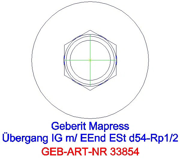 GE Mapress Edelstahl Übergang mit IG und Einschubende d54-Rp1/2_33854_L