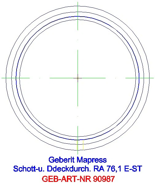 GE Mapress Edelstahl Schott- und Deckendurchführung m. Einschubende d76.1_90987_L