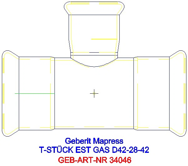 GE Mapress Edelstahl T-Stück reduziert (Gas) d42-28-42_34046_A