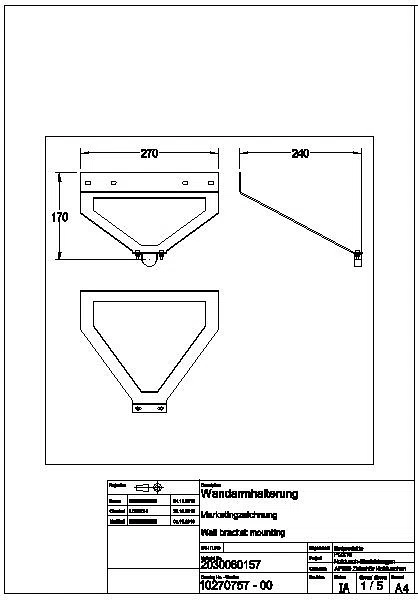 Wandarmhalterung, für Wandarm DN20, 270x170x240 mm, Stahlblech, grün, ZFAID700
