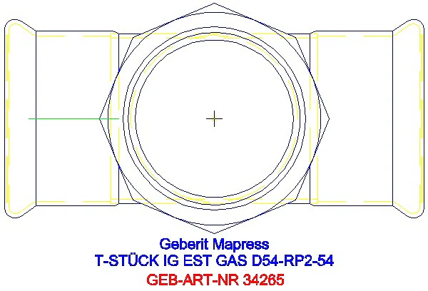 GE Mapress Edelstahl T-Stück mit IG (Gas) d54-Rp2-54_34265_G