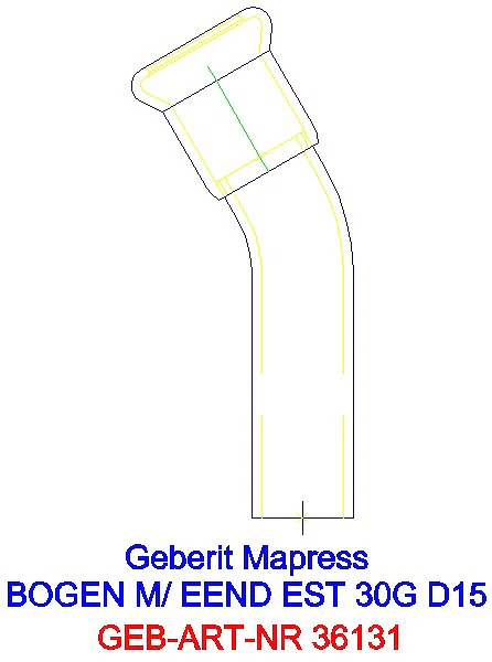 GE Mapress Edelstahl Bogen 30Gr d15 mit Einschubende_36131_A