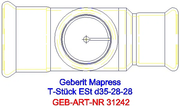 GE Mapress Edelstahl T-Stück reduziert d35-28-28_31242_G