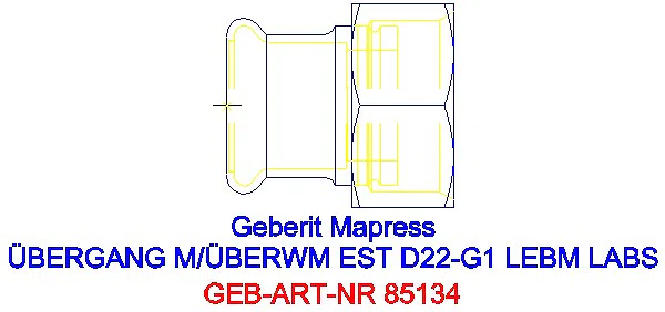 GE Mapress Edelstahl Übergang mit ÜM aus ESt (LABS-frei) d22-G1_85134_G