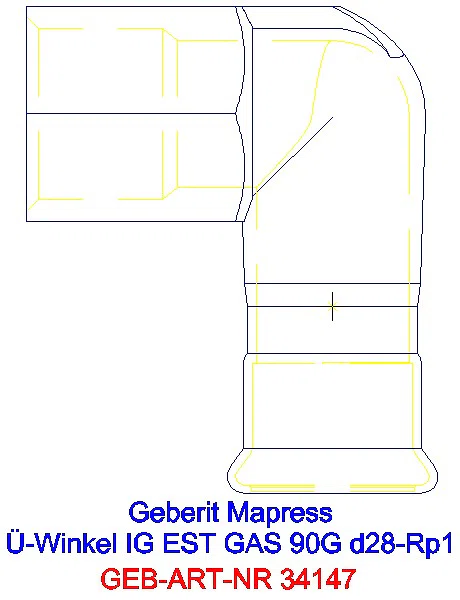 GE Mapress Edelstahl Übergangswinkel 90Gr mit IG (Gas) d28-Rp1_34147_A