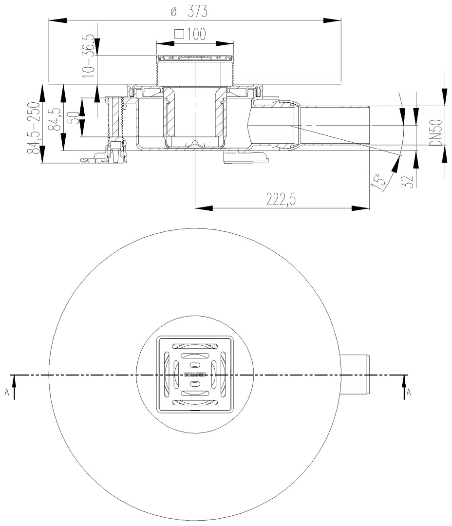DALLMER Bodenablauf DallDrain Select, DN 50, 100 x 100 mm