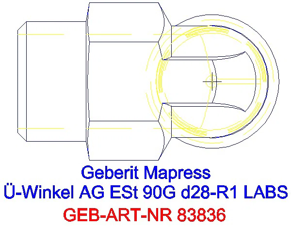 GE Mapress Edelstahl Übergangswinkel 90Gr mit AG (LABS-frei) 90G d28-R1_83836_G