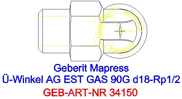 GE Mapress Edelstahl Übergangswinkel 90Gr mit AG (Gas) d18-R1/2_34150_G