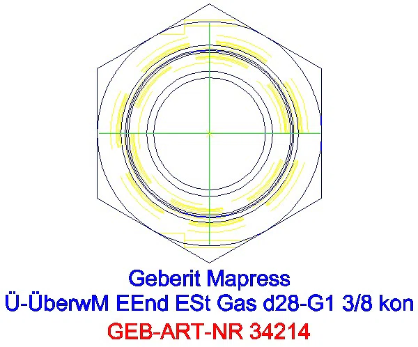 GE Mapress Edelstahl Übergang mit AG und Einschubende d28-G1 3/8_34214_L