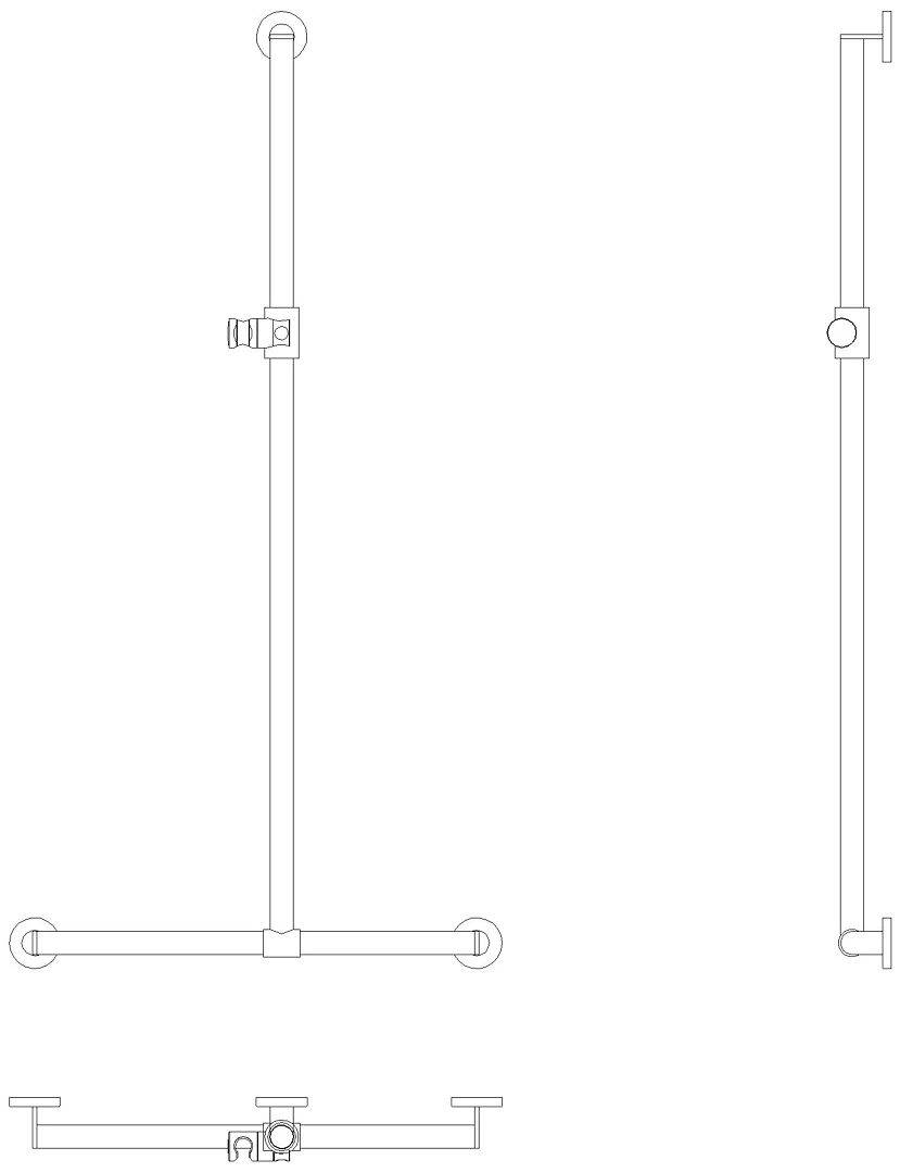 HEWI Duschhdl., d:32/32, A1=1250mm, W1=610mm, plvb weiß tiefmatt