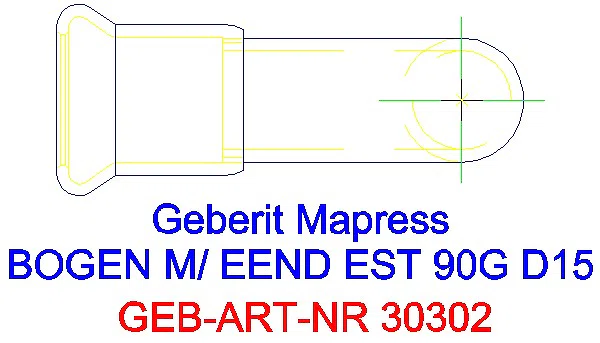 GE Mapress Edelstahl Bogen 90Gr d15 mit Einschubende_30302_G