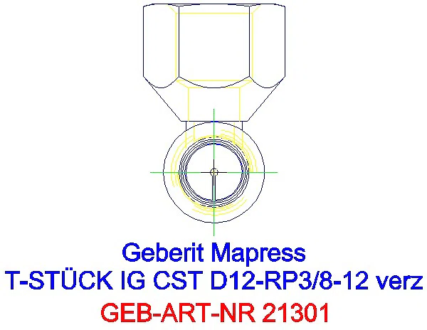 GE Mapress C-Stahl T-Stück mit IG d12-Rp3/8-12 verzinkt_21301_L