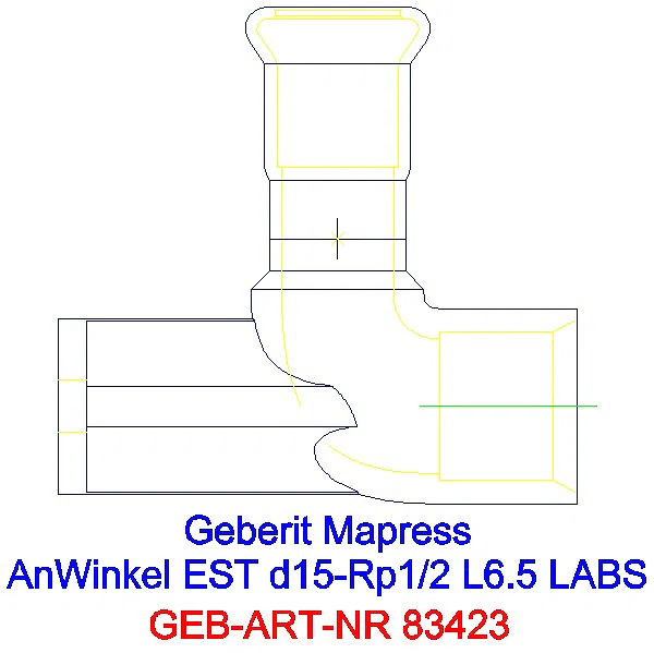 GE Mapress Edelstahl Anschlusswinkel 90Gr abgesetzt (LABS-frei) d15-Rp1/2_83423_L