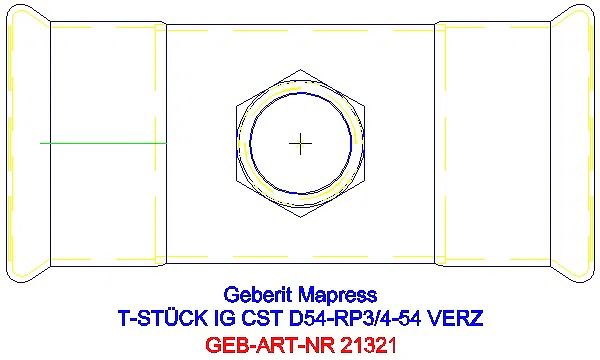 GE Mapress C-Stahl T-Stück mit IG d54-Rp3/4-54 verzinkt_21321_G