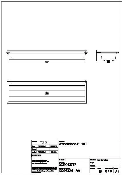 Waschrinne, PLANOX, Edelstahl, W.-Mont., 1600x210x442 mm, m. Arm-bank, PL16T