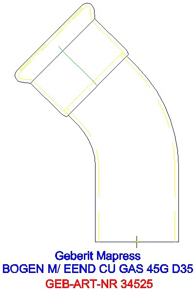 GE Mapress Kupfer Bogen 45Gr mit Einschubende (Gas) d35_34525_A