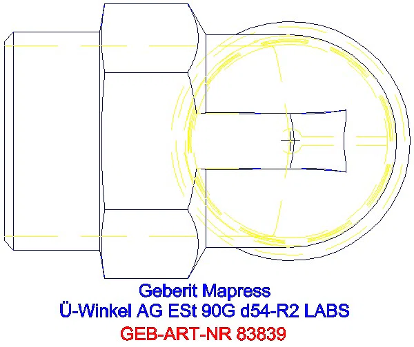 GE Mapress Edelstahl Übergangswinkel 90Gr mit AG (LABS-frei) 90G d54-R2_83839_G