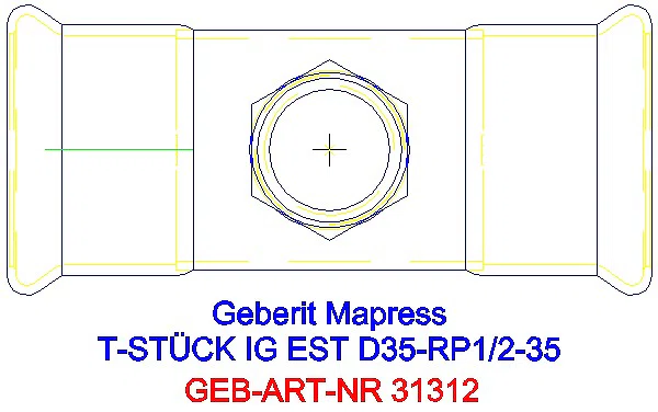 GE Mapress Edelstahl T-Stück mit IG d35-Rp1/2-35_31312_G