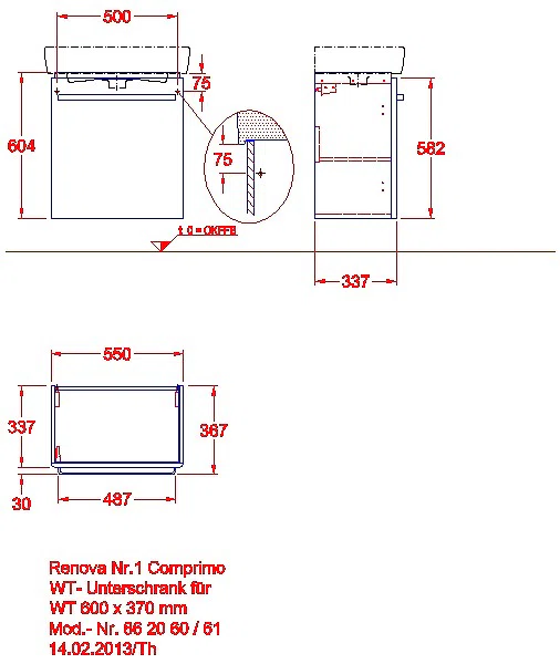 Renova Compact Unterschrank für WT mit 1 Tür, 55x60,4x36,7cm, weiß_kgv_r1_compri_862060
