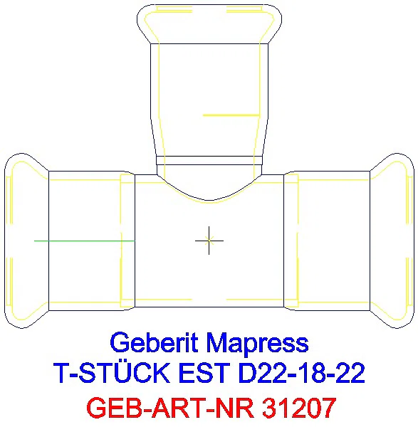 GE Mapress Edelstahl T-Stück reduziert d22-18-22_31207_A